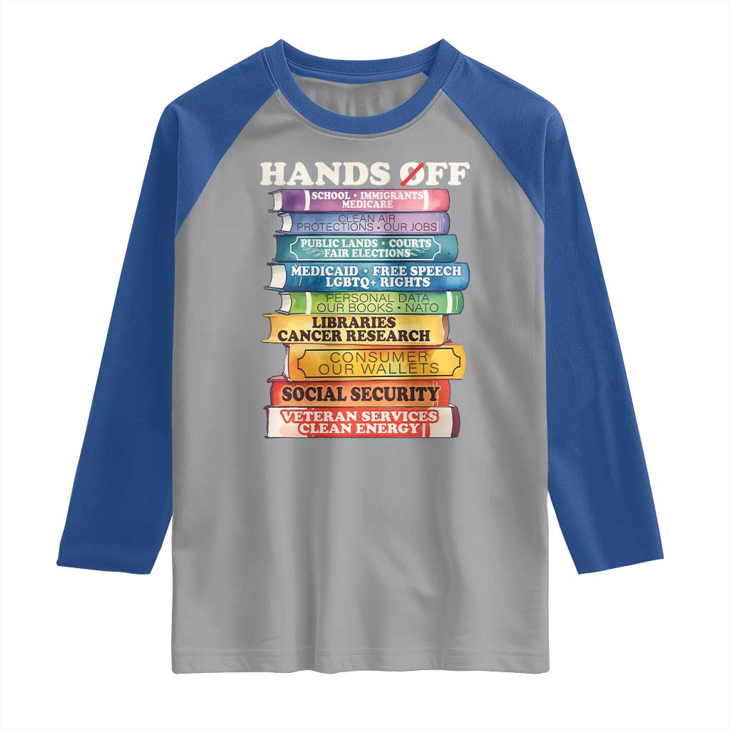 Hands Off Raglan Shirt Social Security And Medicare Protest Colorful Books