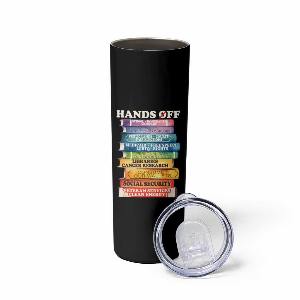 Hands Off Skinny Tumbler Social Security And Medicare Protest Colorful Books