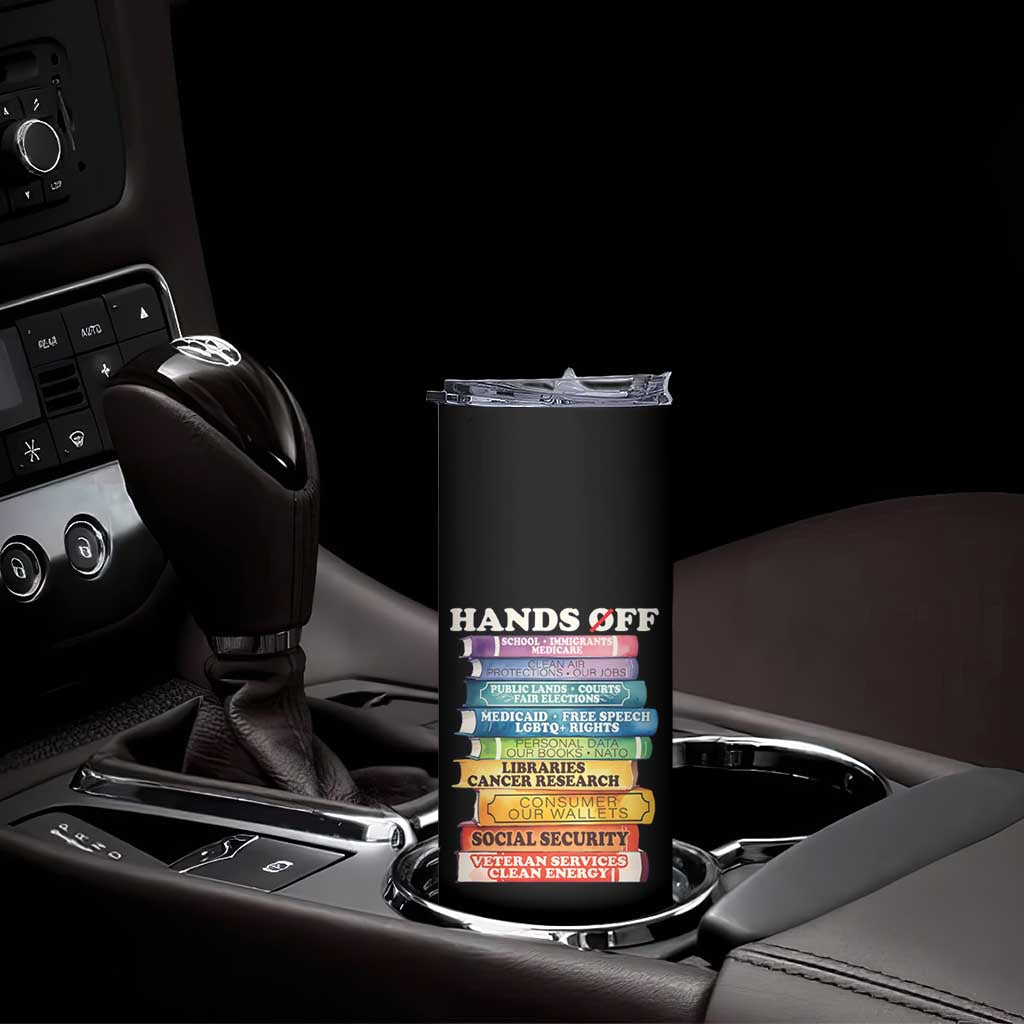 Hands Off Skinny Tumbler Social Security And Medicare Protest Colorful Books