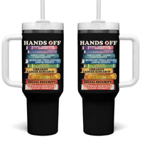 Hands Off Tumbler With Handle Social Security And Medicare Protest Colorful Books