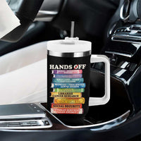 Hands Off Tumbler With Handle Social Security And Medicare Protest Colorful Books