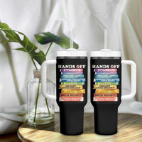Hands Off Tumbler With Handle Social Security And Medicare Protest Colorful Books