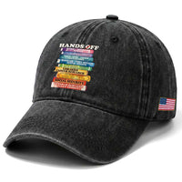 Hands Off Washed Cotton Baseball Cap Social Security And Medicare Protest Colorful Books