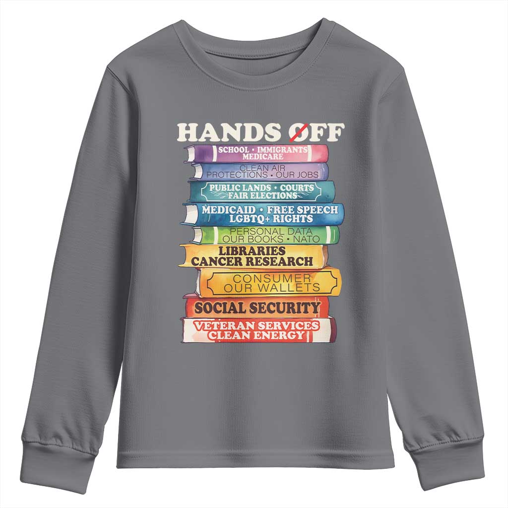 Hands Off Youth Sweatshirt Social Security And Medicare Protest Colorful Books