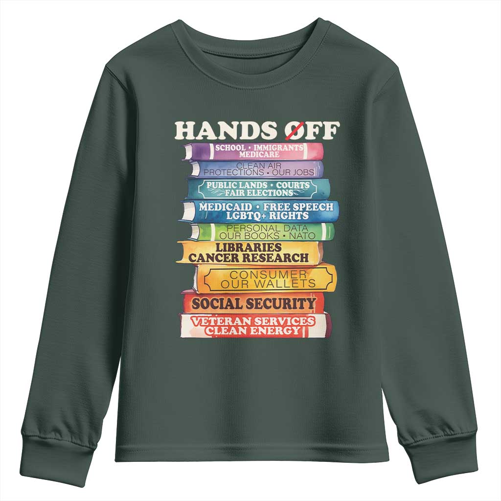 Hands Off Youth Sweatshirt Social Security And Medicare Protest Colorful Books