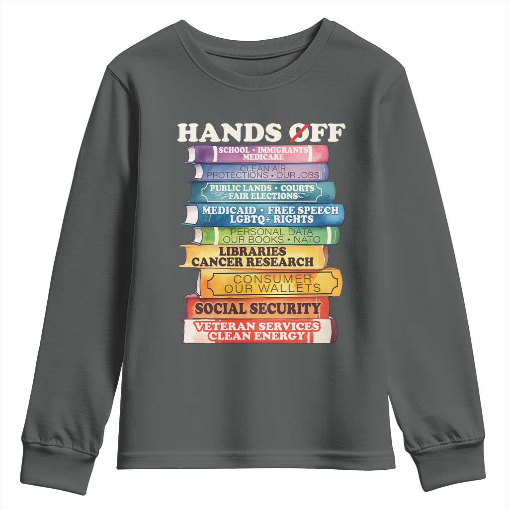 Hands Off Youth Sweatshirt Social Security And Medicare Protest Colorful Books