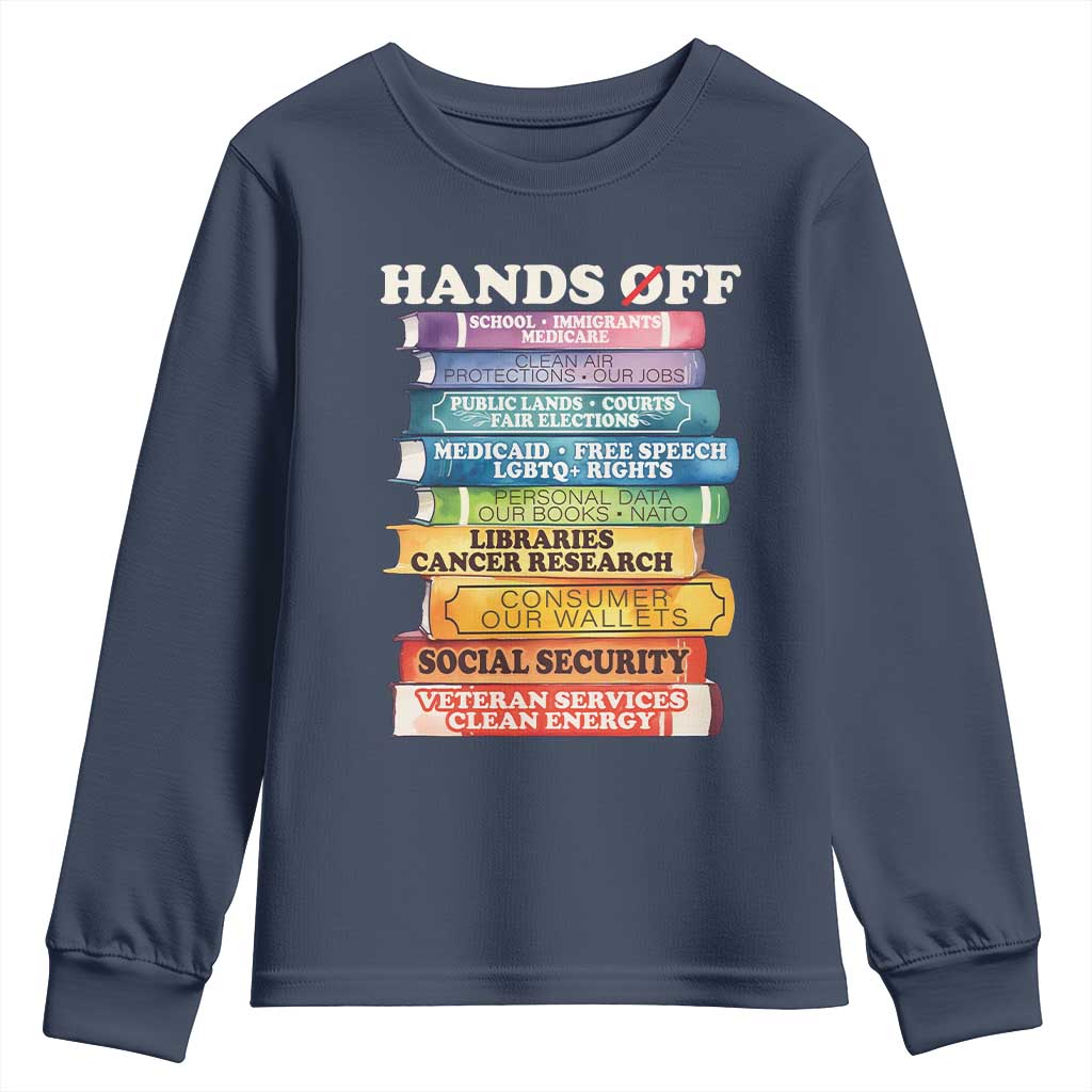 Hands Off Youth Sweatshirt Social Security And Medicare Protest Colorful Books