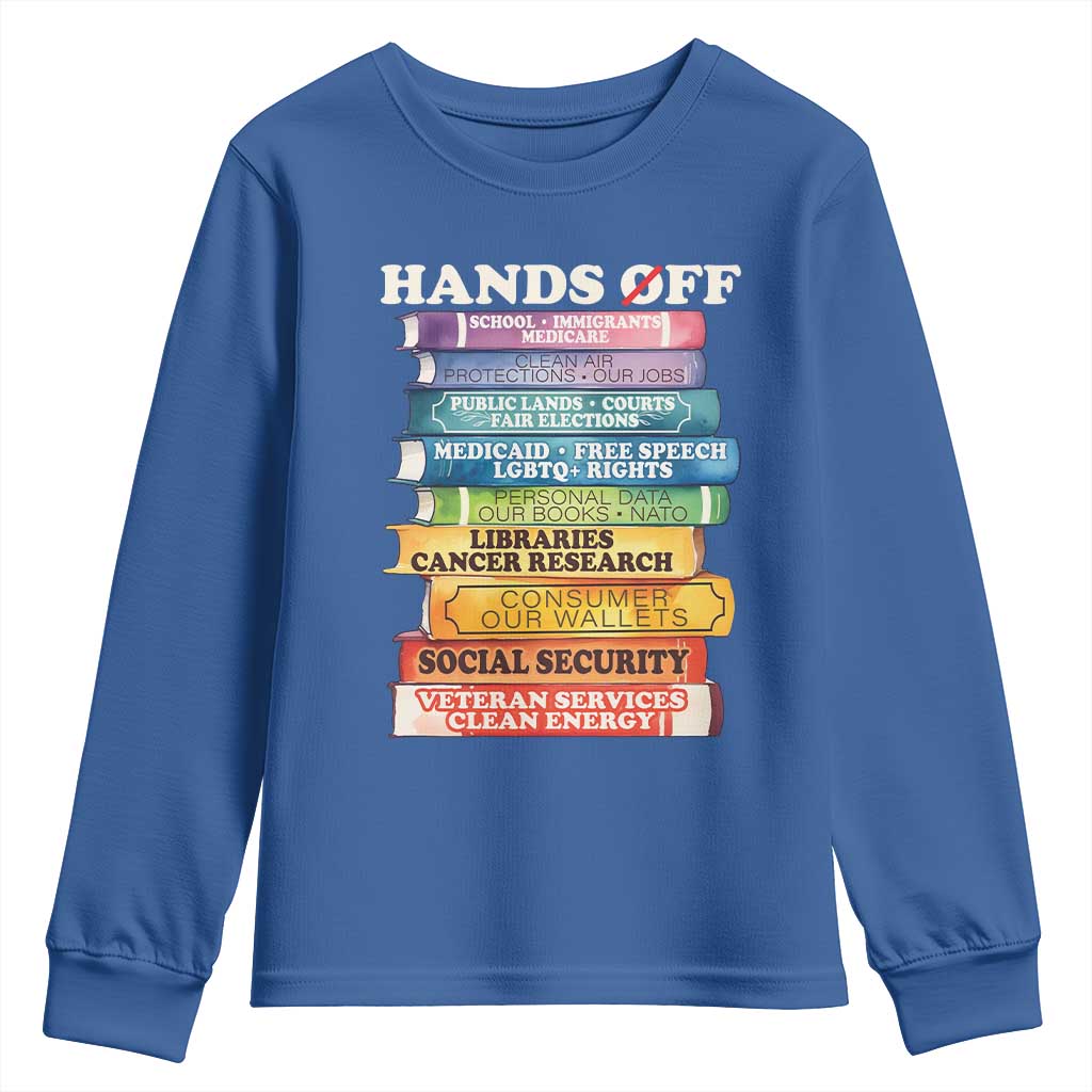 Hands Off Youth Sweatshirt Social Security And Medicare Protest Colorful Books