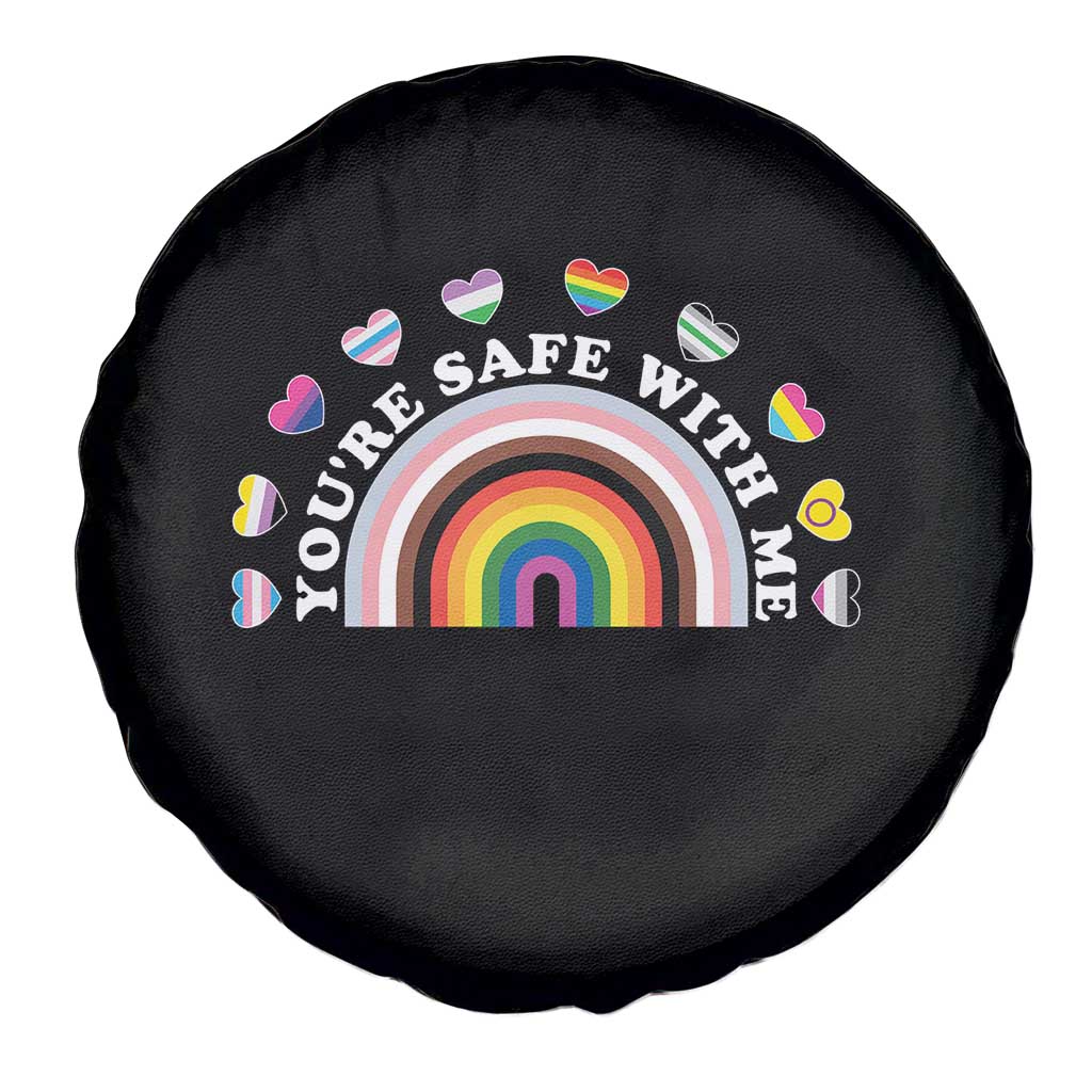 You're Safe With Me Spare Tire Cover LGBTQ Pride Ally Rainbow Heart