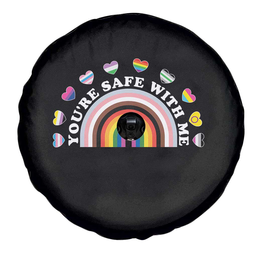 You're Safe With Me Spare Tire Cover LGBTQ Pride Ally Rainbow Heart