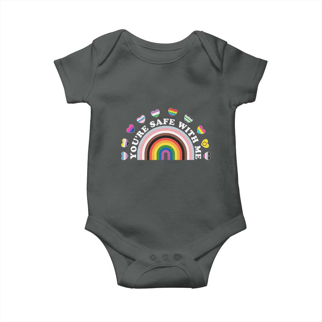 You're Safe With Me Baby Onesie LGBTQ Pride Ally Rainbow Heart
