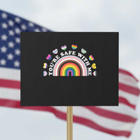You're Safe With Me Protest Sign LGBTQ Pride Ally Rainbow Heart - Wonder Print Shop