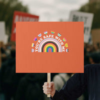 You're Safe With Me Protest Sign LGBTQ Pride Ally Rainbow Heart - Wonder Print Shop