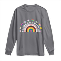 You're Safe With Me Long Sleeve Shirt LGBTQ Pride Ally Rainbow Heart