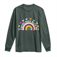 You're Safe With Me Long Sleeve Shirt LGBTQ Pride Ally Rainbow Heart