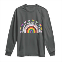 You're Safe With Me Long Sleeve Shirt LGBTQ Pride Ally Rainbow Heart