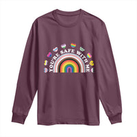 You're Safe With Me Long Sleeve Shirt LGBTQ Pride Ally Rainbow Heart