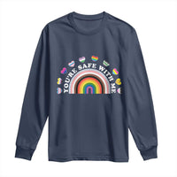 You're Safe With Me Long Sleeve Shirt LGBTQ Pride Ally Rainbow Heart
