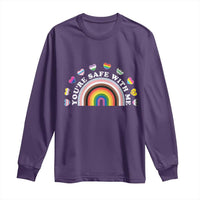 You're Safe With Me Long Sleeve Shirt LGBTQ Pride Ally Rainbow Heart