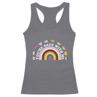 You're Safe With Me Racerback Tank Top LGBTQ Pride Ally Rainbow Heart