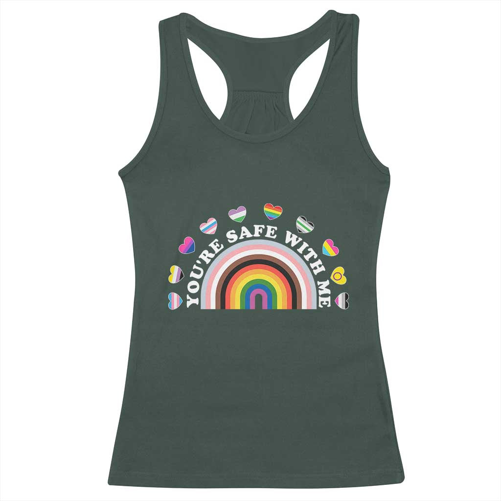 You're Safe With Me Racerback Tank Top LGBTQ Pride Ally Rainbow Heart