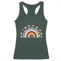 You're Safe With Me Racerback Tank Top LGBTQ Pride Ally Rainbow Heart