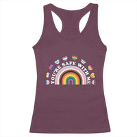 You're Safe With Me Racerback Tank Top LGBTQ Pride Ally Rainbow Heart