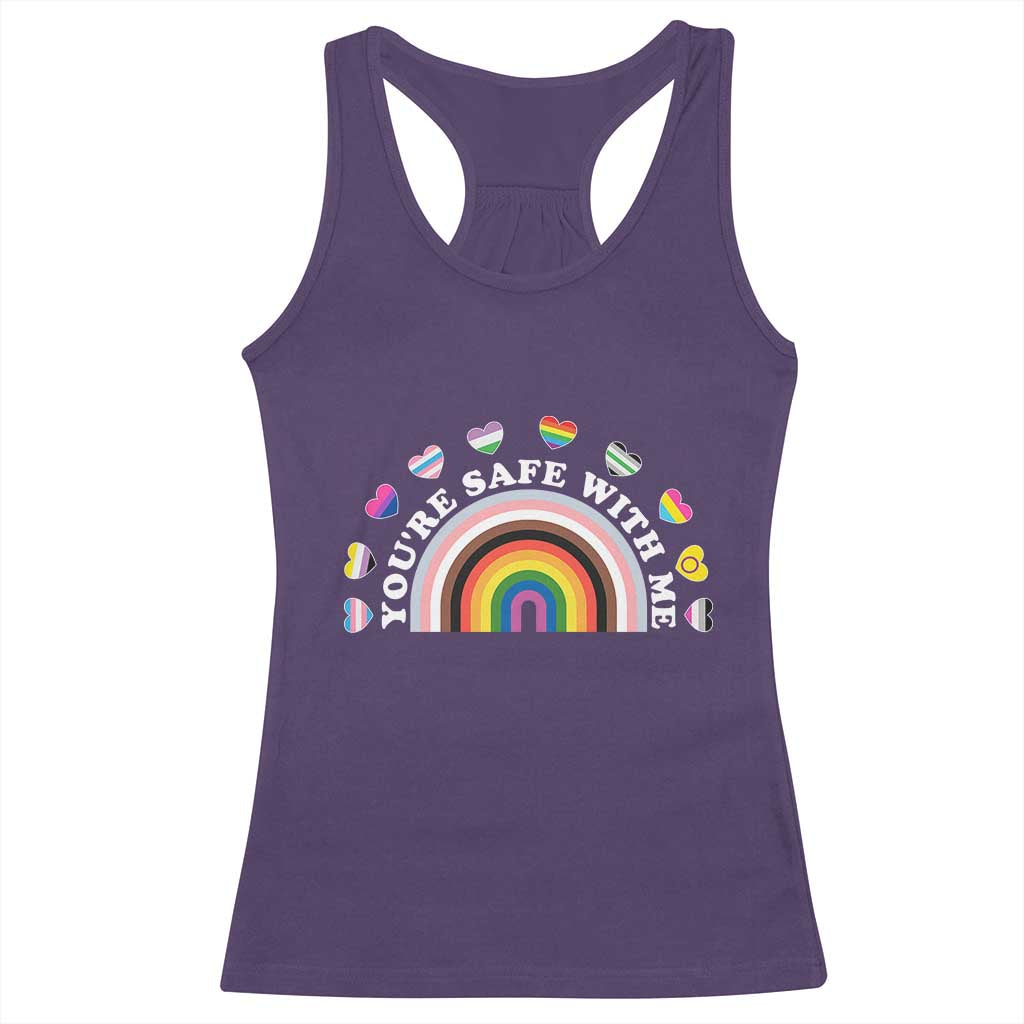 You're Safe With Me Racerback Tank Top LGBTQ Pride Ally Rainbow Heart