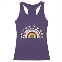 You're Safe With Me Racerback Tank Top LGBTQ Pride Ally Rainbow Heart