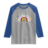 You're Safe With Me Raglan Shirt LGBTQ Pride Ally Rainbow Heart
