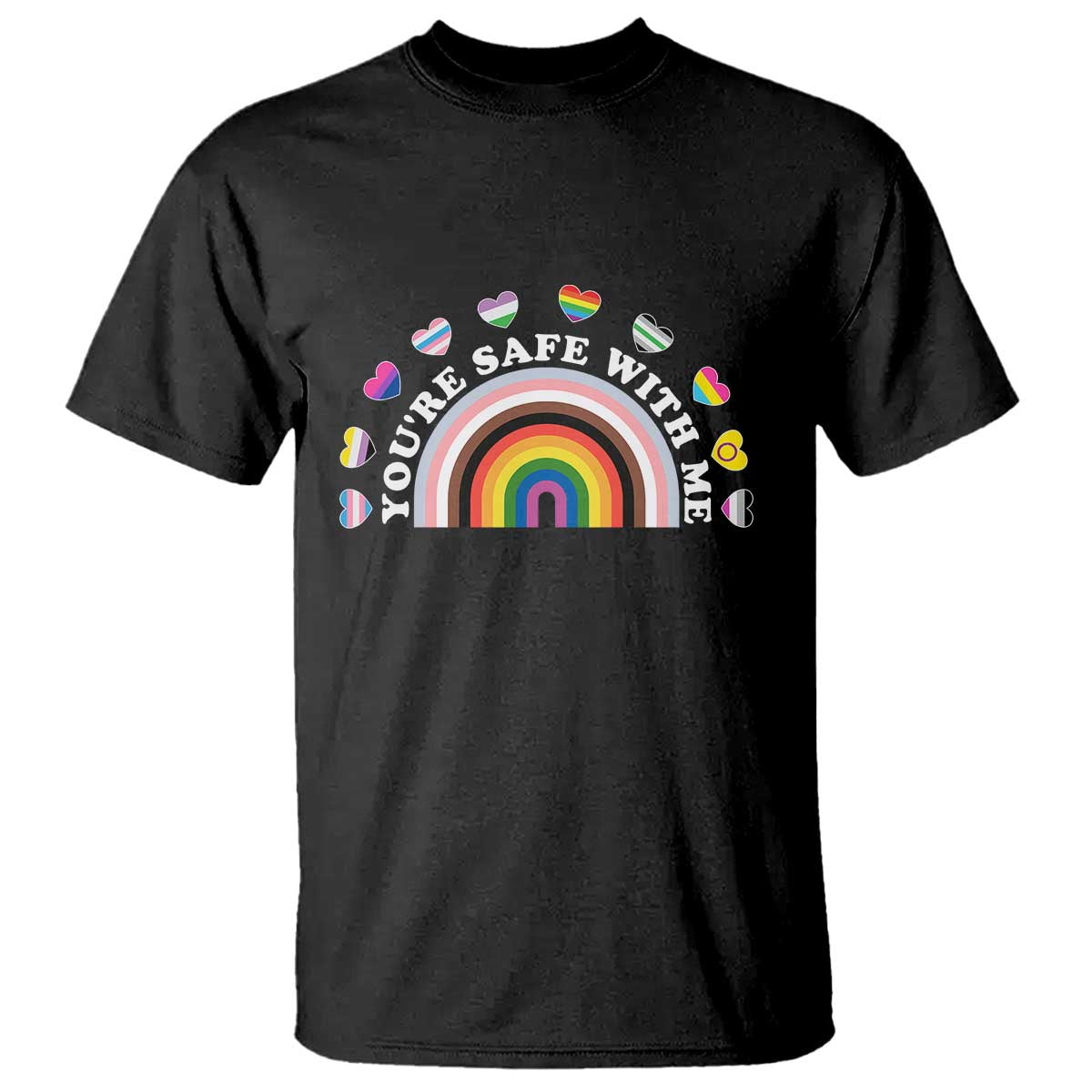 You're Safe With Me T Shirt LGBTQ Pride Ally Rainbow Heart