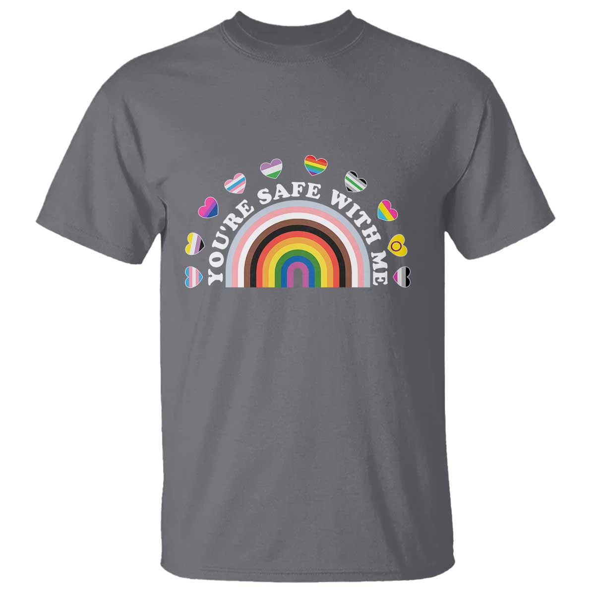 You're Safe With Me T Shirt LGBTQ Pride Ally Rainbow Heart