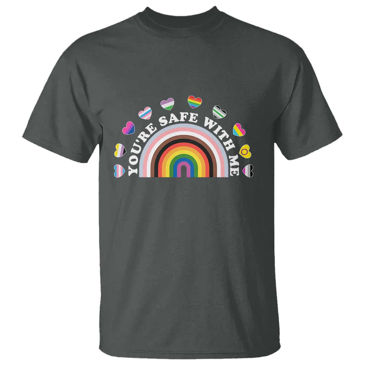 You're Safe With Me T Shirt LGBTQ Pride Ally Rainbow Heart