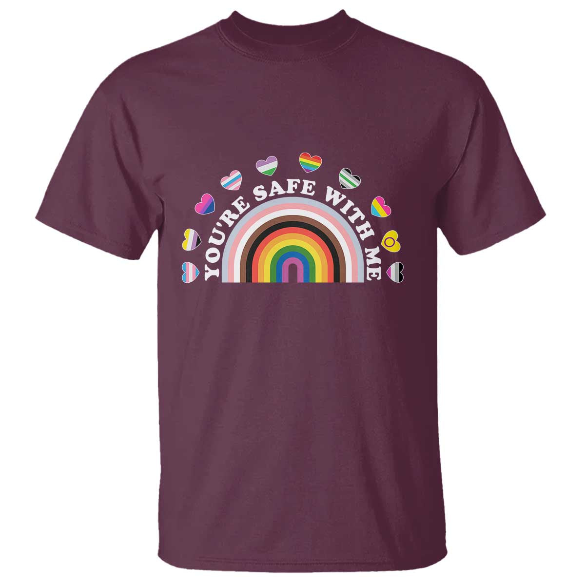 You're Safe With Me T Shirt LGBTQ Pride Ally Rainbow Heart