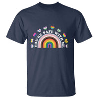 You're Safe With Me T Shirt LGBTQ Pride Ally Rainbow Heart