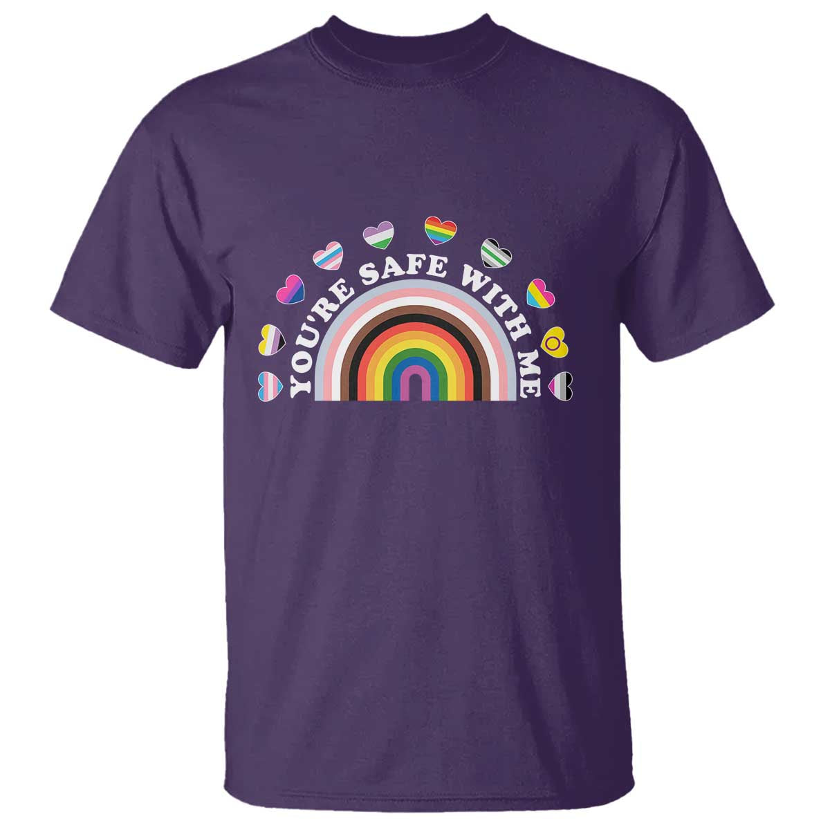 You're Safe With Me T Shirt LGBTQ Pride Ally Rainbow Heart