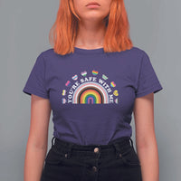 You're Safe With Me T Shirt For Women LGBTQ Pride Ally Rainbow Heart