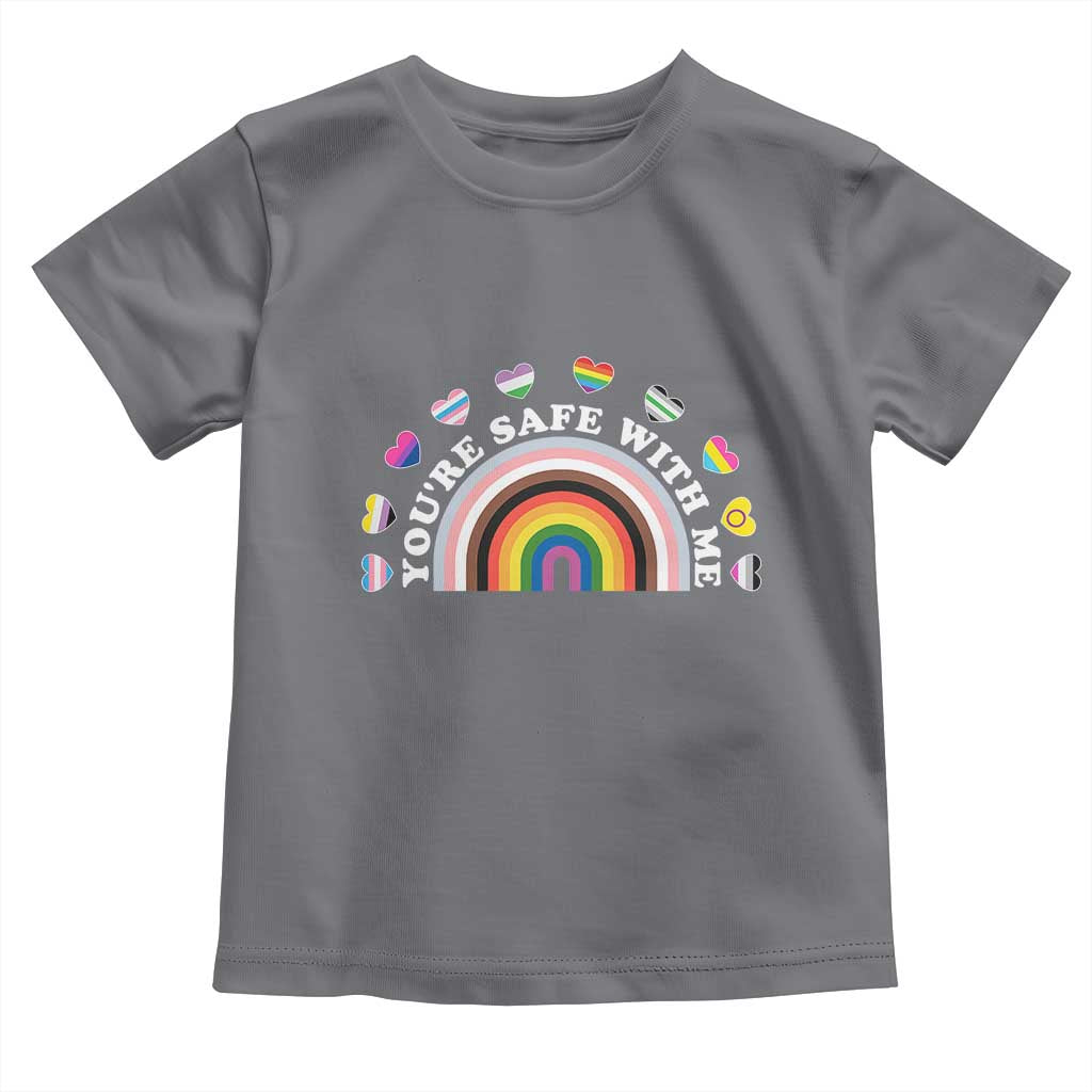 You're Safe With Me Toddler T Shirt LGBTQ Pride Ally Rainbow Heart