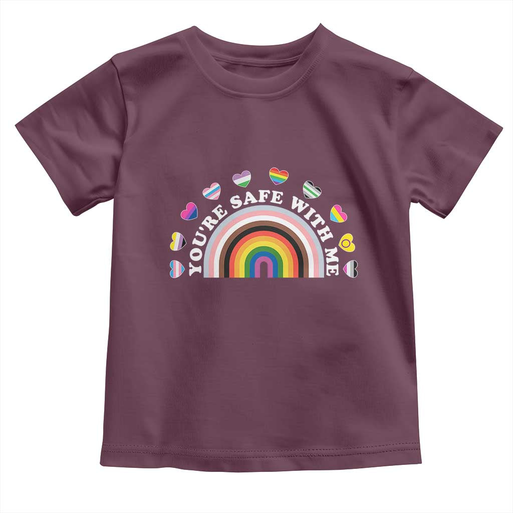 You're Safe With Me Toddler T Shirt LGBTQ Pride Ally Rainbow Heart