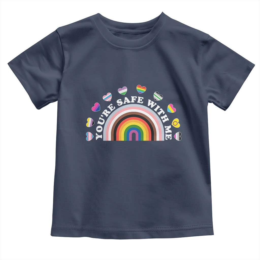 You're Safe With Me Toddler T Shirt LGBTQ Pride Ally Rainbow Heart
