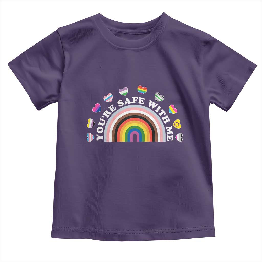 You're Safe With Me Toddler T Shirt LGBTQ Pride Ally Rainbow Heart