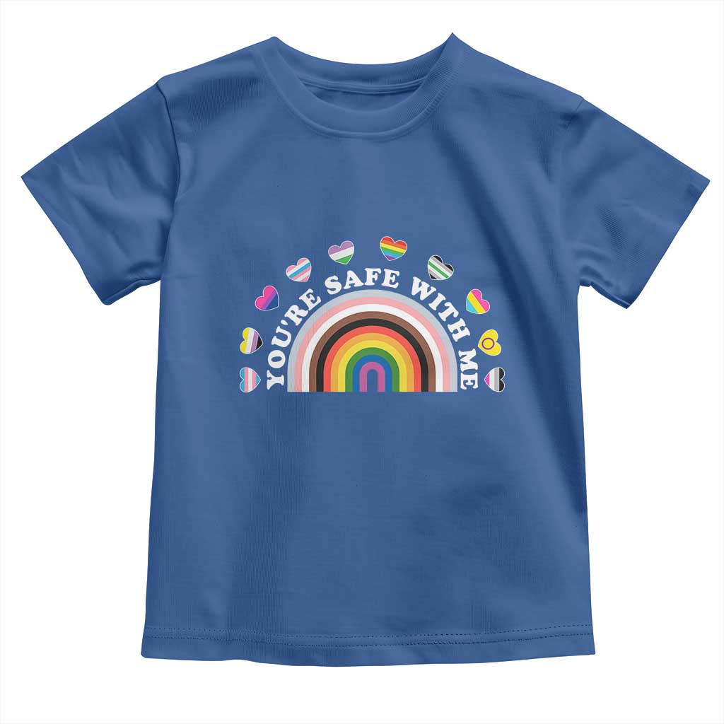 You're Safe With Me Toddler T Shirt LGBTQ Pride Ally Rainbow Heart