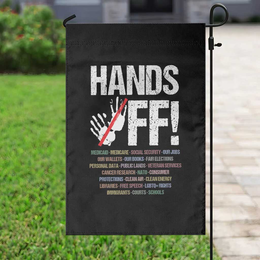Hands Off Garden Flag Social Security And Medicare Protest Vintage Hand Print - Wonder Print Shop