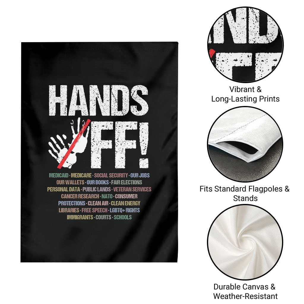 Hands Off Garden Flag Social Security And Medicare Protest Vintage Hand Print - Wonder Print Shop