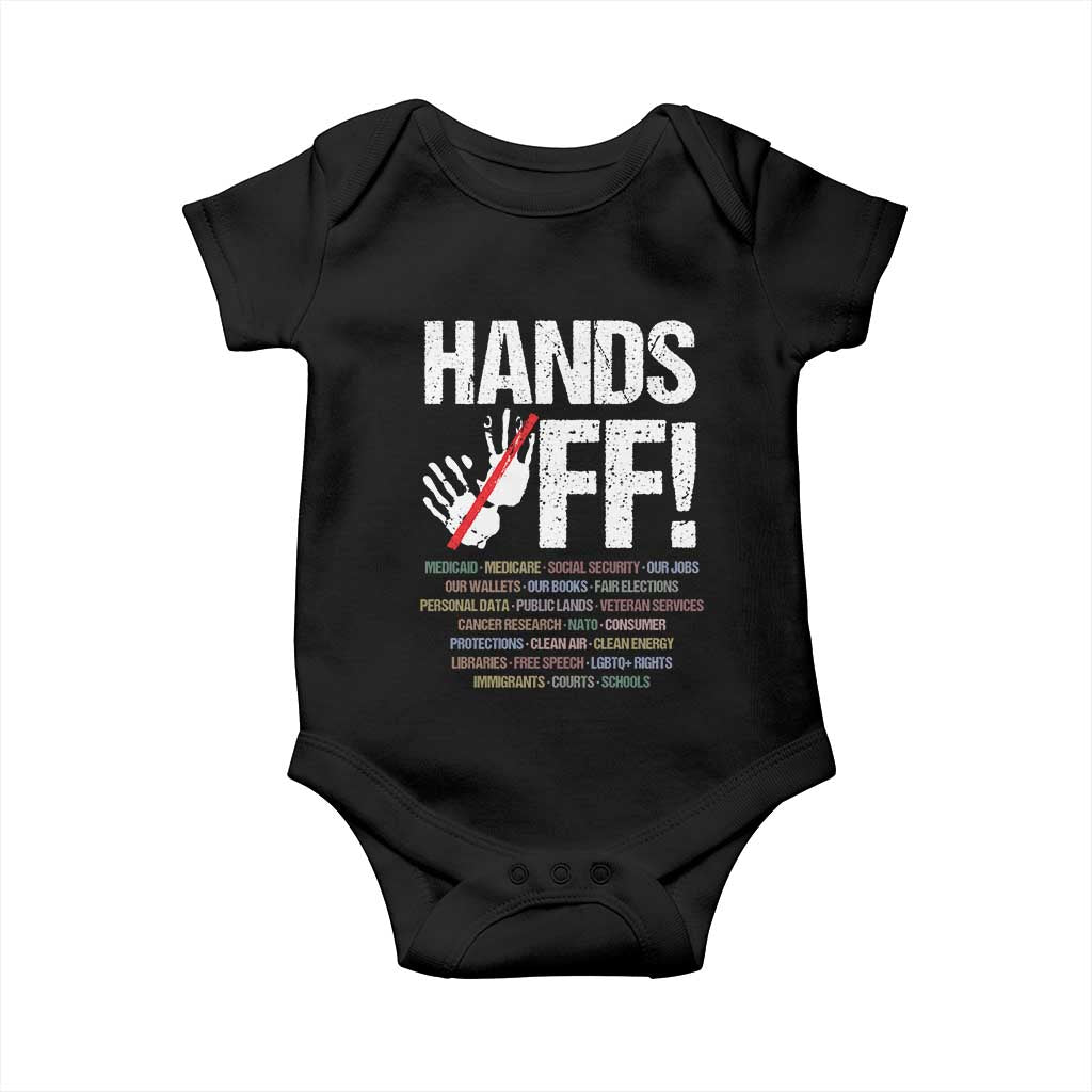 Hands Off Baby Onesie Social Security And Medicare Protest Vintage Hand Print