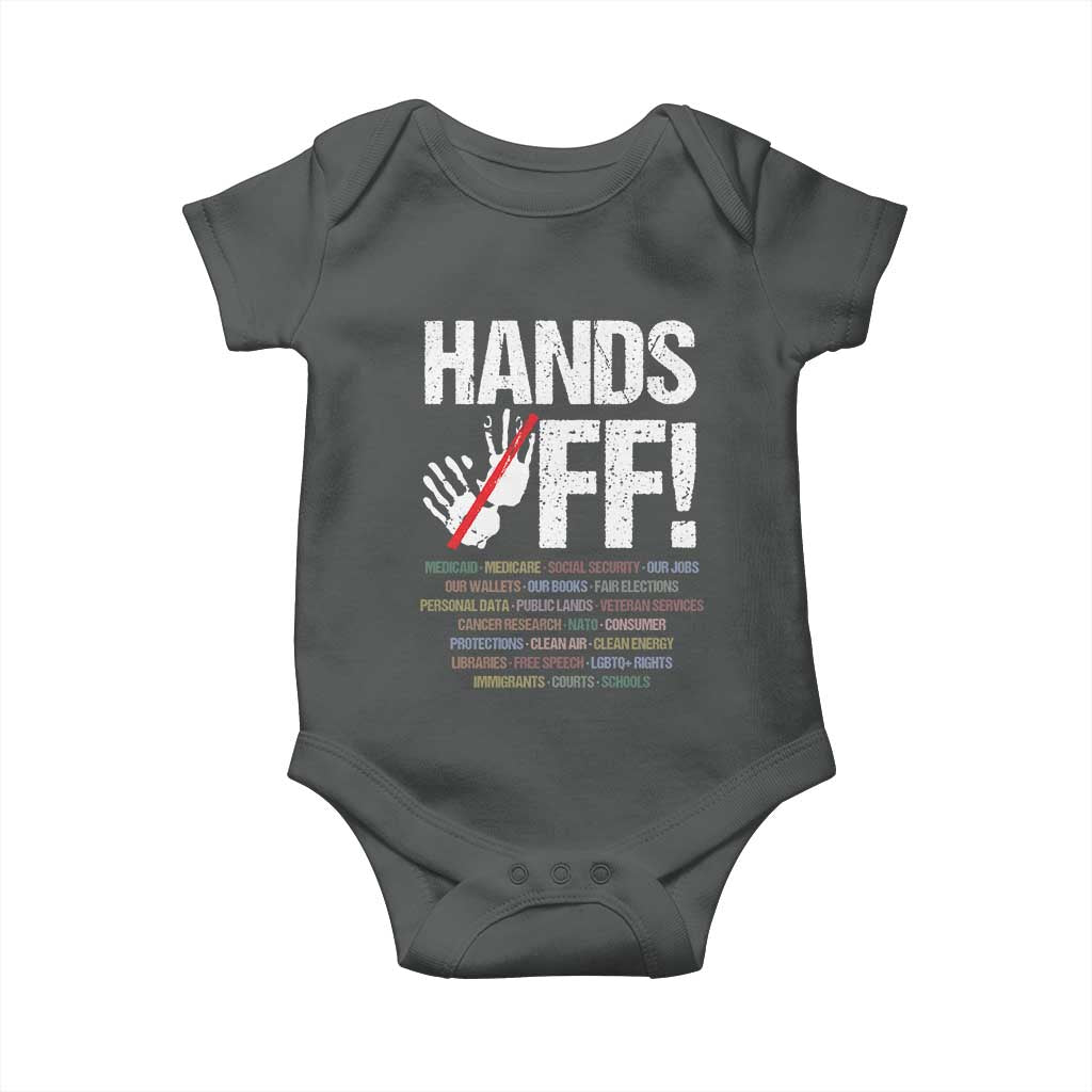 Hands Off Baby Onesie Social Security And Medicare Protest Vintage Hand Print