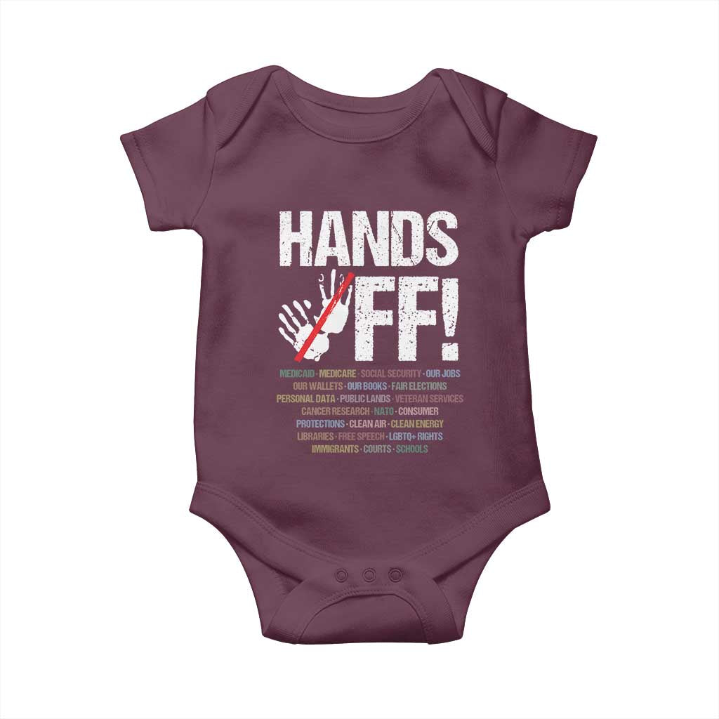 Hands Off Baby Onesie Social Security And Medicare Protest Vintage Hand Print