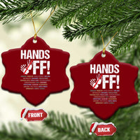 Hands Off Ceramic Ornament Social Security And Medicare Protest Vintage Hand Print - Wonder Print Shop