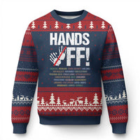 Hands Off Ugly Christmas Sweater Social Security And Medicare Protest Vintage Hand Print - Wonder Print Shop