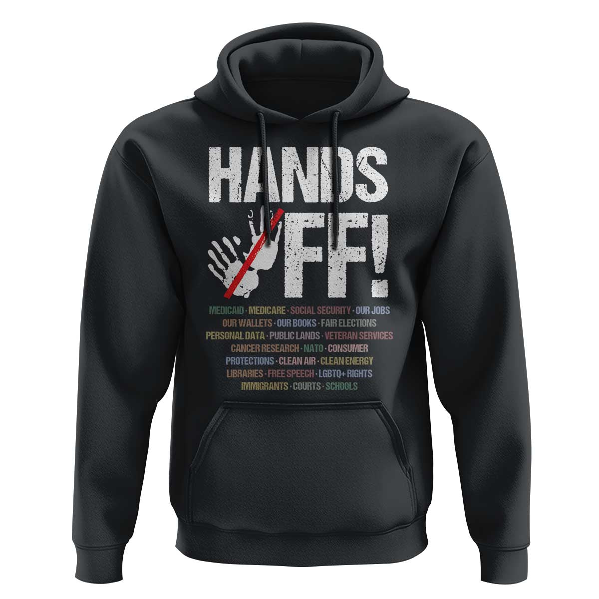 Hands Off Hoodie Social Security And Medicare Protest Vintage Hand Print